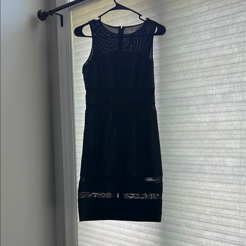 Cache Black Sheath Midi Dress Crew Neck Sleeveless